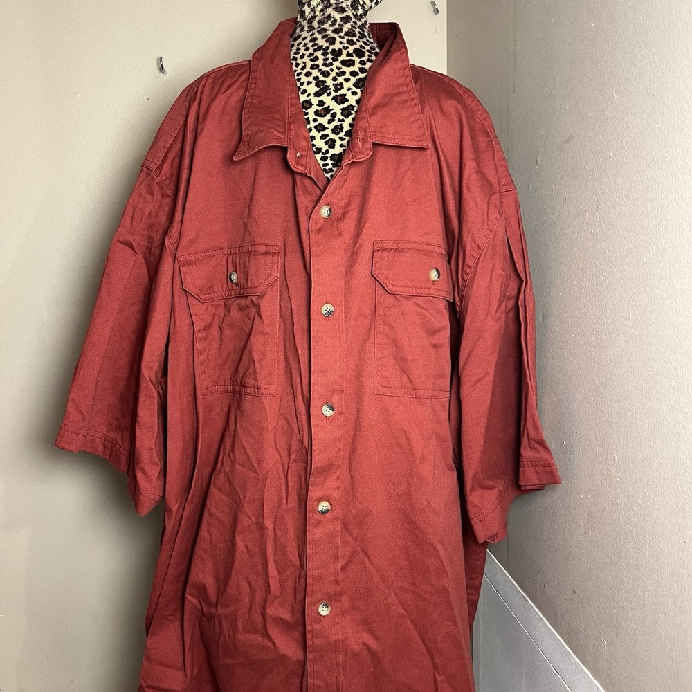 Wrangler Shirt Mens 3XL Red Short Sleeve Outdoor Button Up Cowboy Farm Work